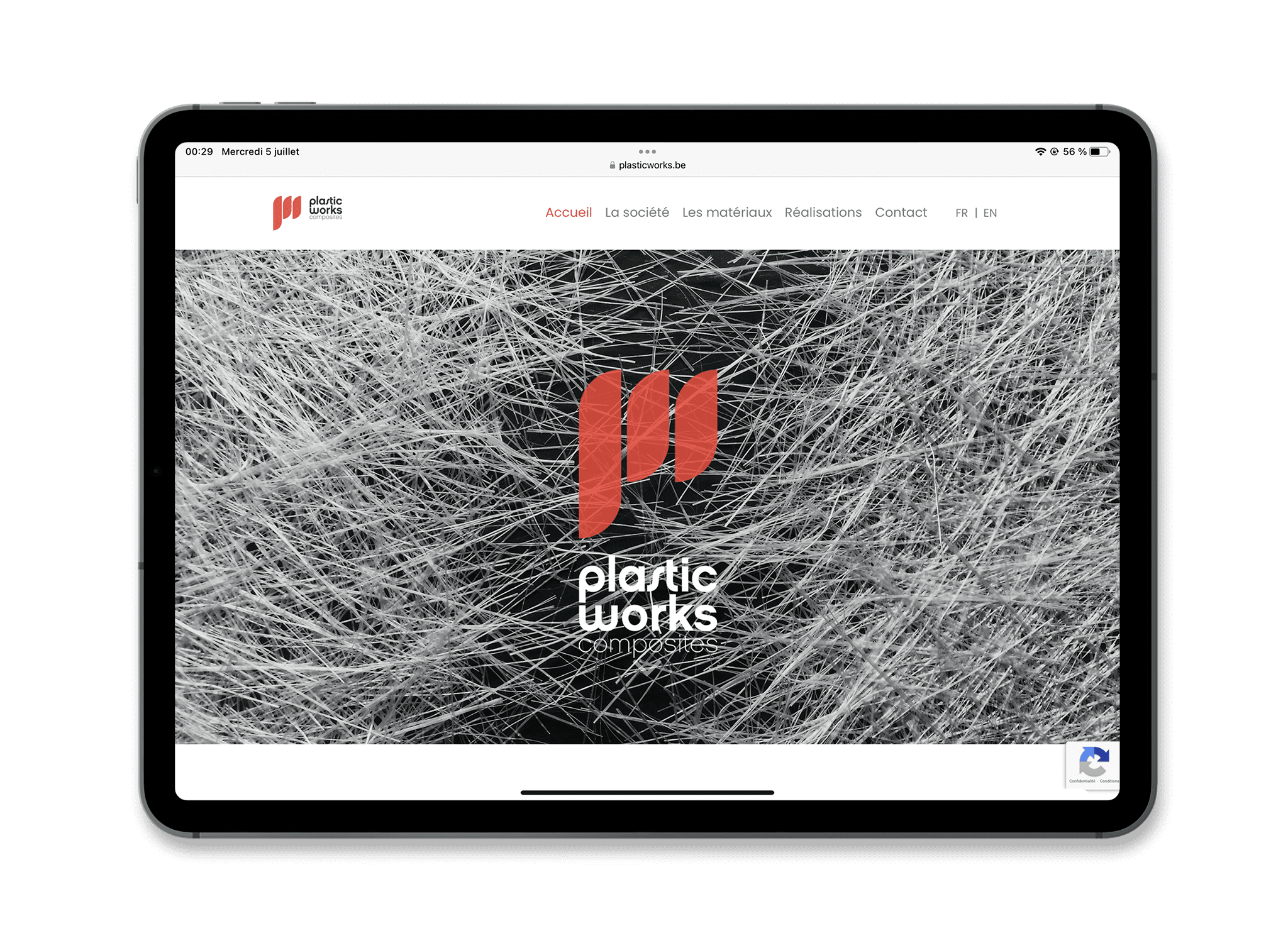 Site plasticworks.be sur un iPad